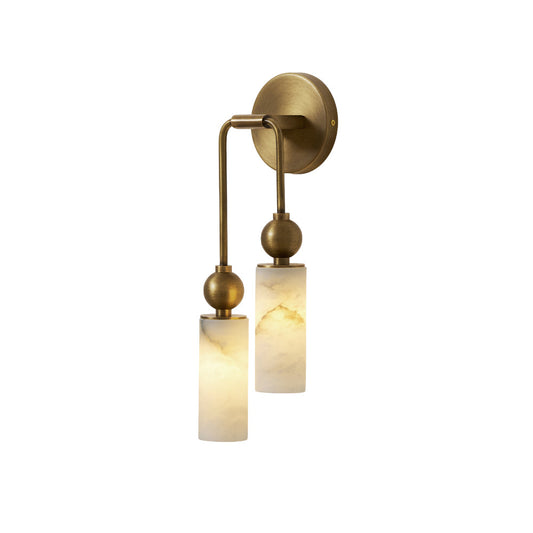 Harlin Alabaster Wall Lamp - Solid Brass & Natural Cylindrical Alabaster G9 Wall Sconce