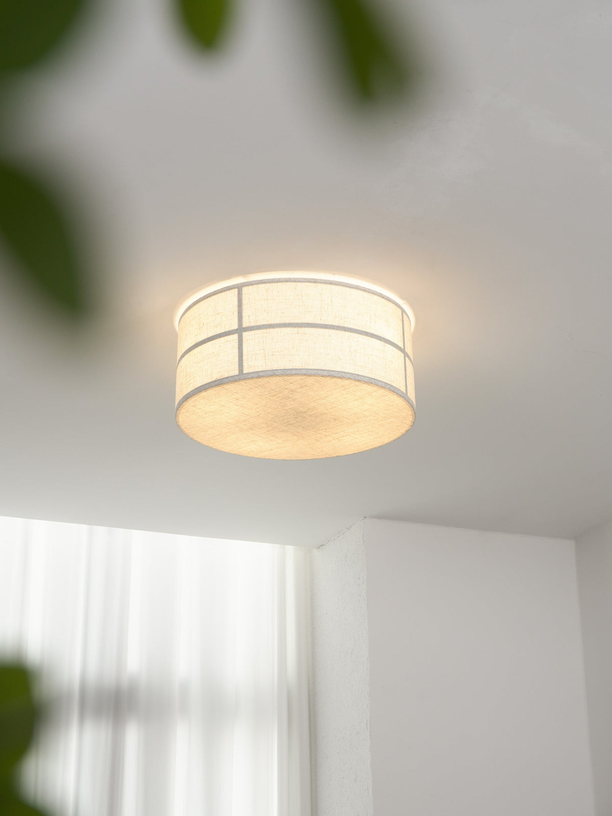 Hashira Ceiling Lamp - Architectural Textured Linen Flush Mount Ceiling Light