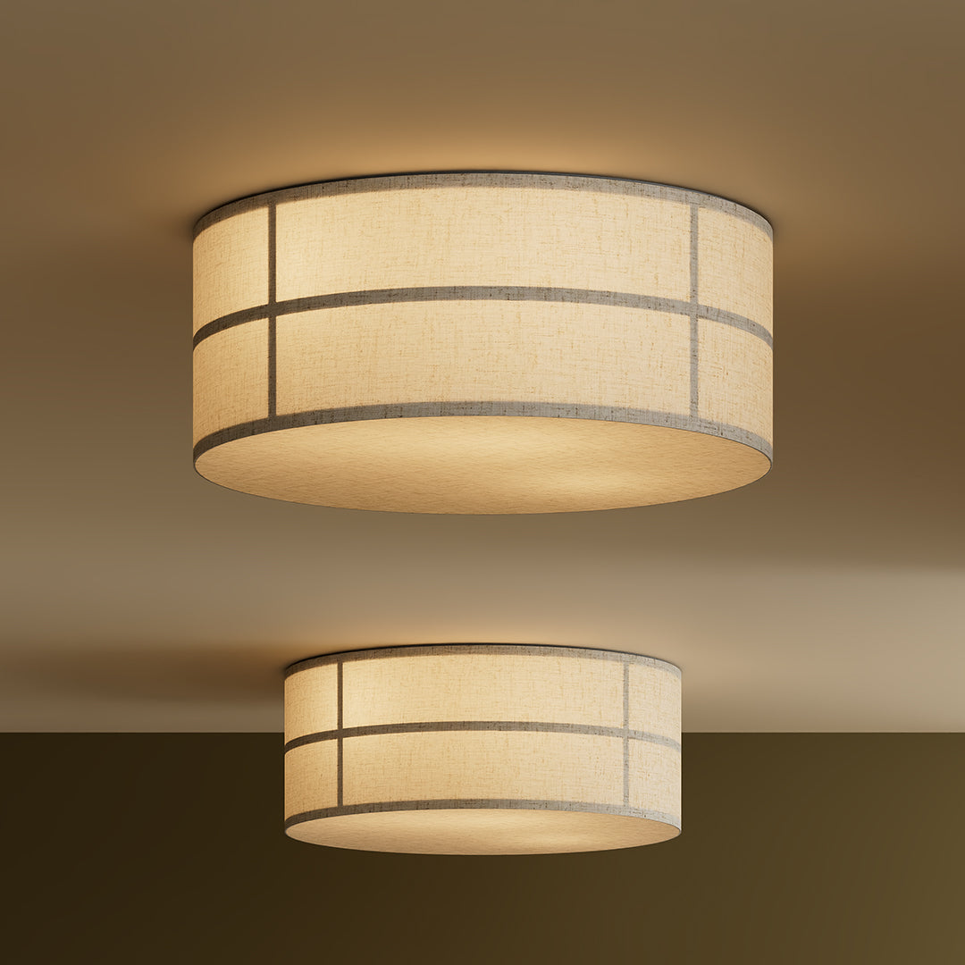 Hashira Ceiling Lamp - Architectural Textured Linen Flush Mount Ceiling Light