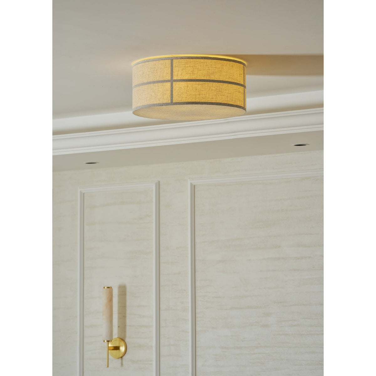 Hashira Ceiling Lamp - Architectural Textured Linen Flush Mount Ceiling Light