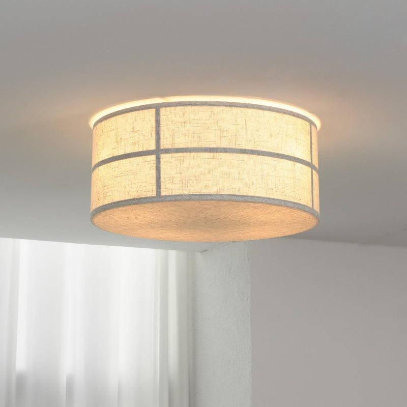 Hashira Ceiling Lamp - Architectural Textured Linen Flush Mount Ceiling Light