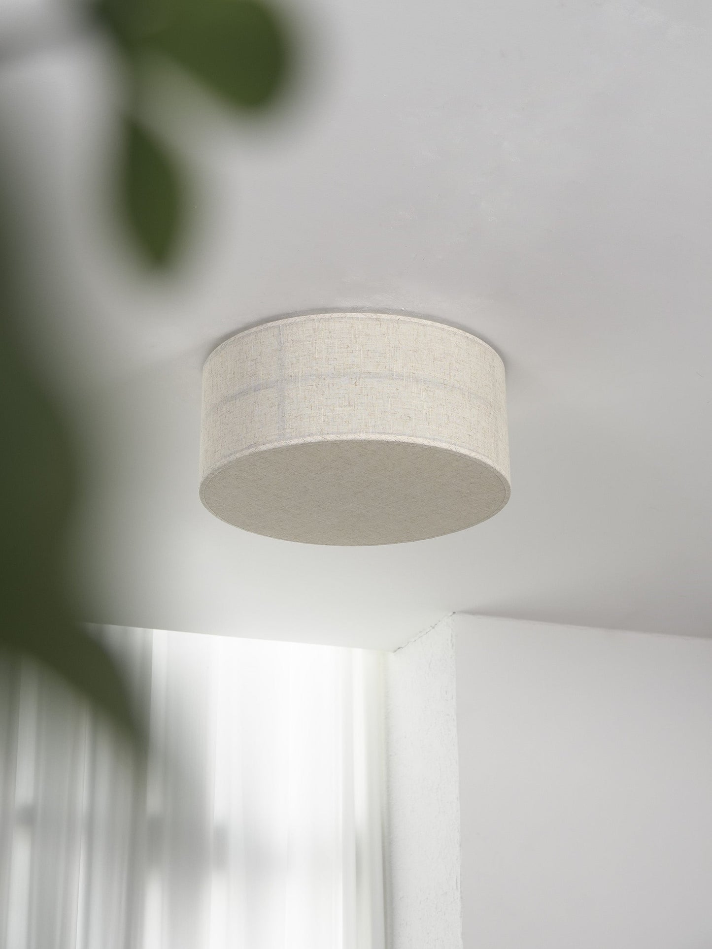Hashira Ceiling Lamp - Architectural Textured Linen Flush Mount Ceiling Light