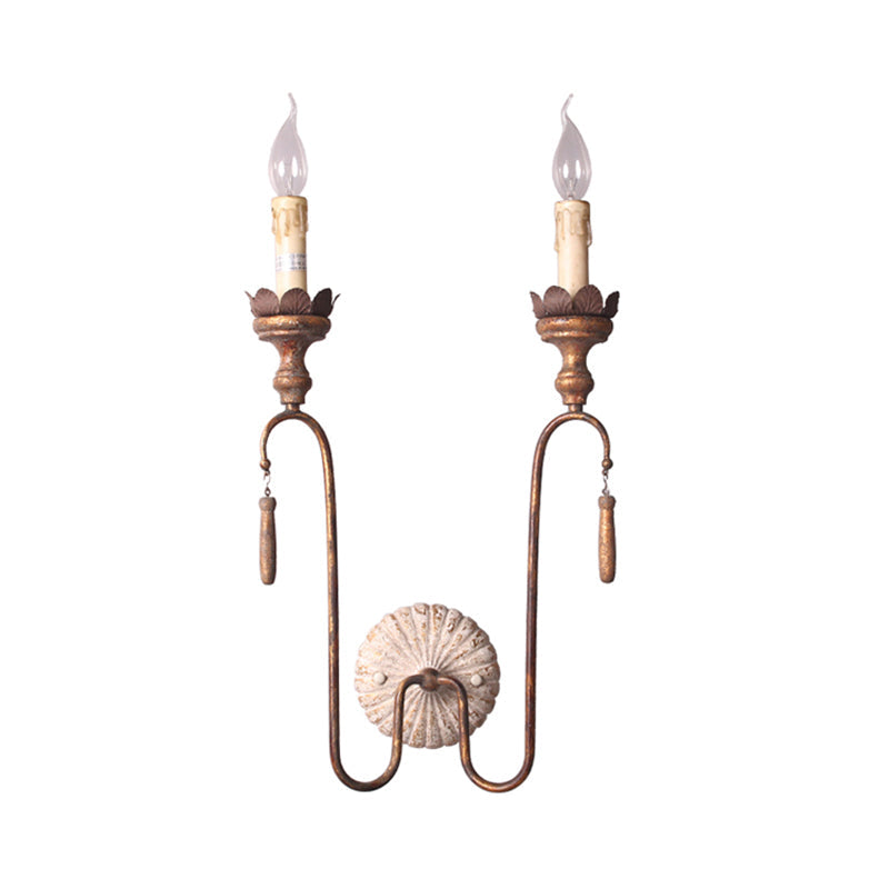Olivia Wall Lamp - French Country Distressed Wood & Vintage Gold Sconce