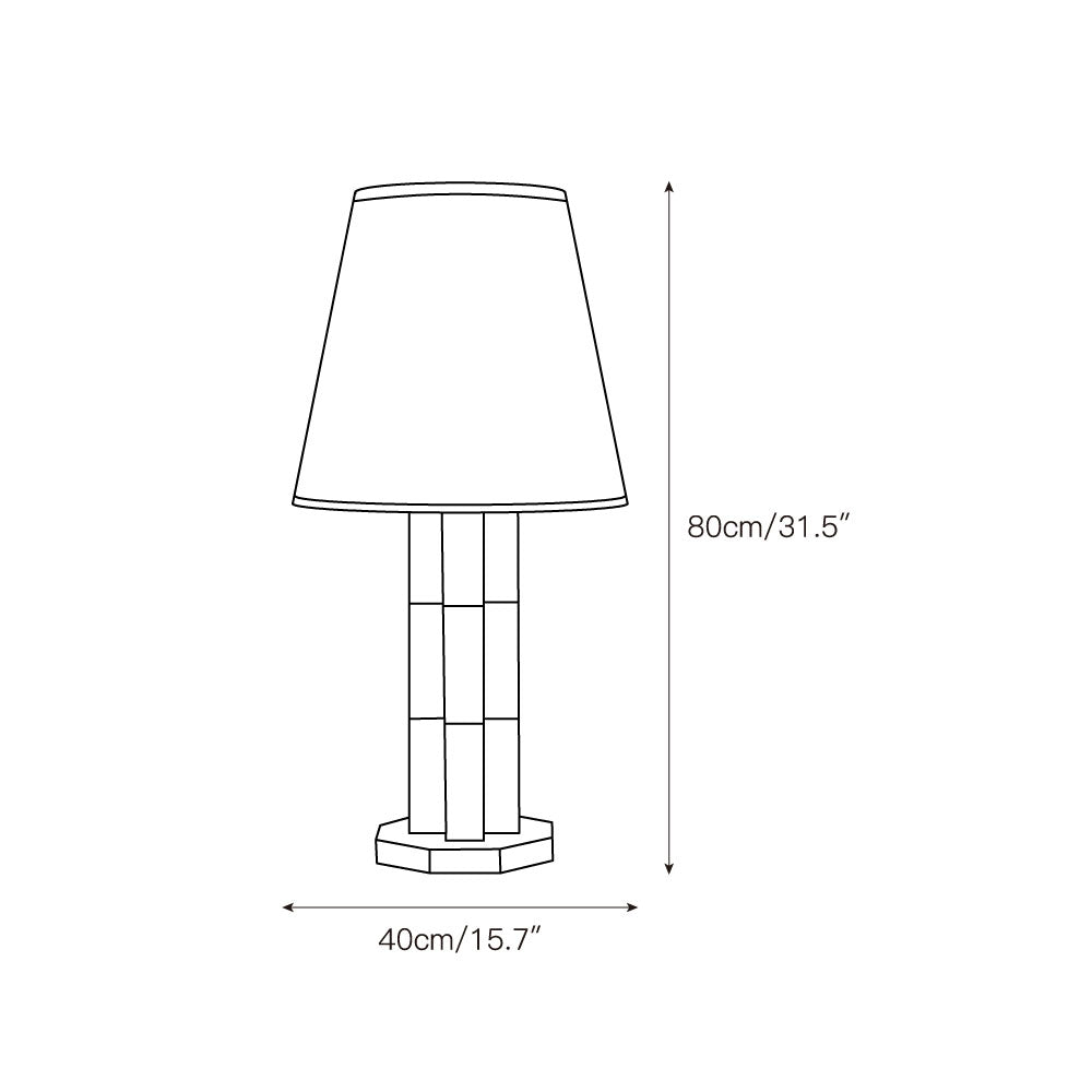 Hawksworth Table Lamp - Octagonal Travertine Stone Lamp with Paper Shade