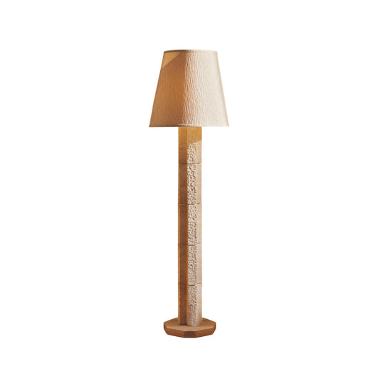 Hawksworth Floor Lamp - Octagonal Vertically Stacked Natural Travertine Stone Floor Lamp