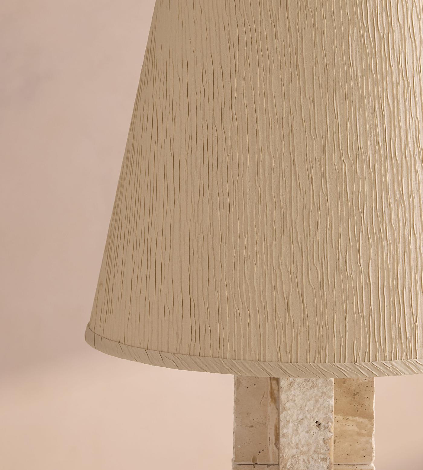 Hawksworth Table Lamp - Octagonal Travertine Stone Lamp with Paper Shade