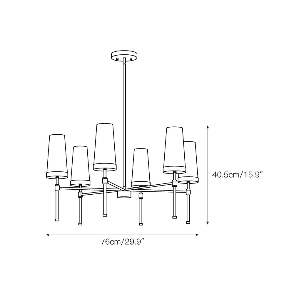 Haynes Chandelier - Modern 6-Light Brass Chandelier with Tapered Glass Shades