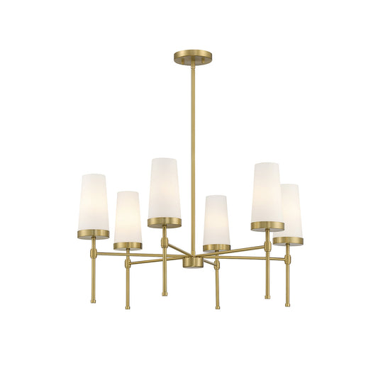 Haynes Chandelier - Modern 6-Light Brass Chandelier with Tapered Glass Shades