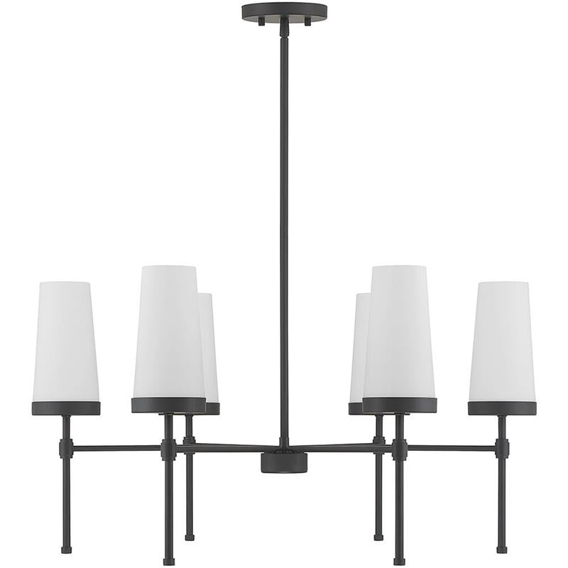 Haynes Chandelier - Modern 6-Light Brass Chandelier with Tapered Glass Shades