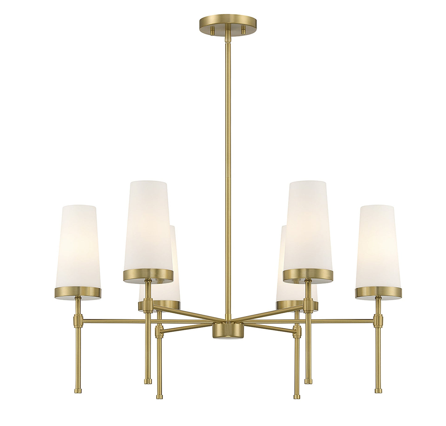 Haynes Chandelier - Modern 6-Light Brass Chandelier with Tapered Glass Shades