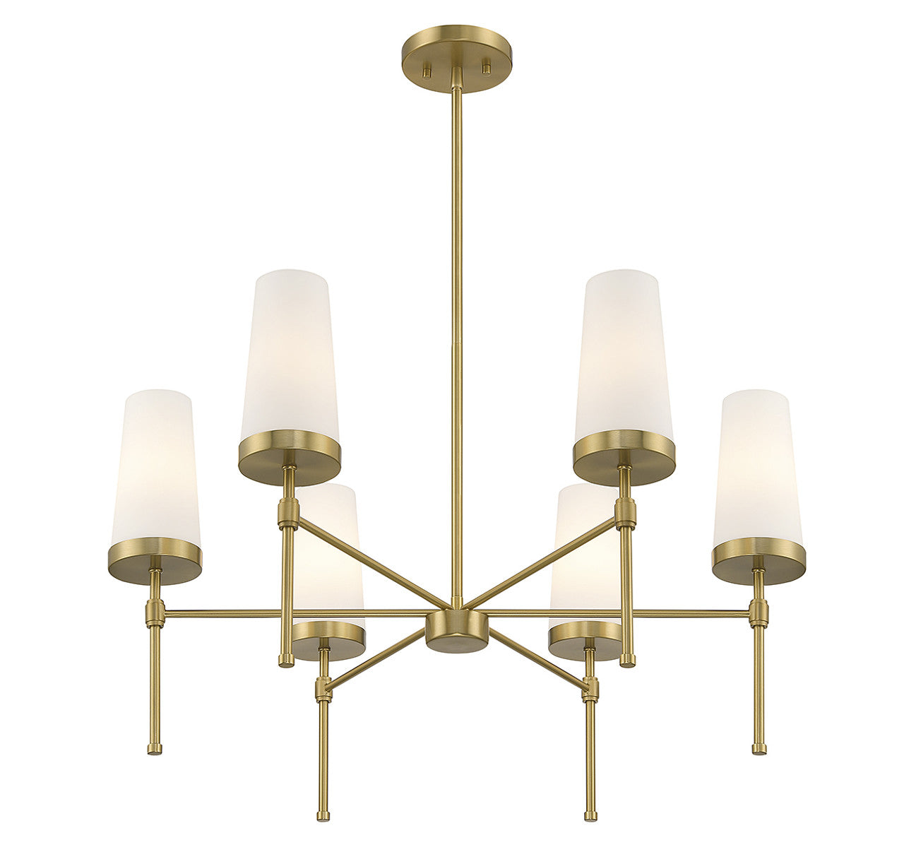 Haynes Chandelier - Modern 6-Light Brass Chandelier with Tapered Glass Shades
