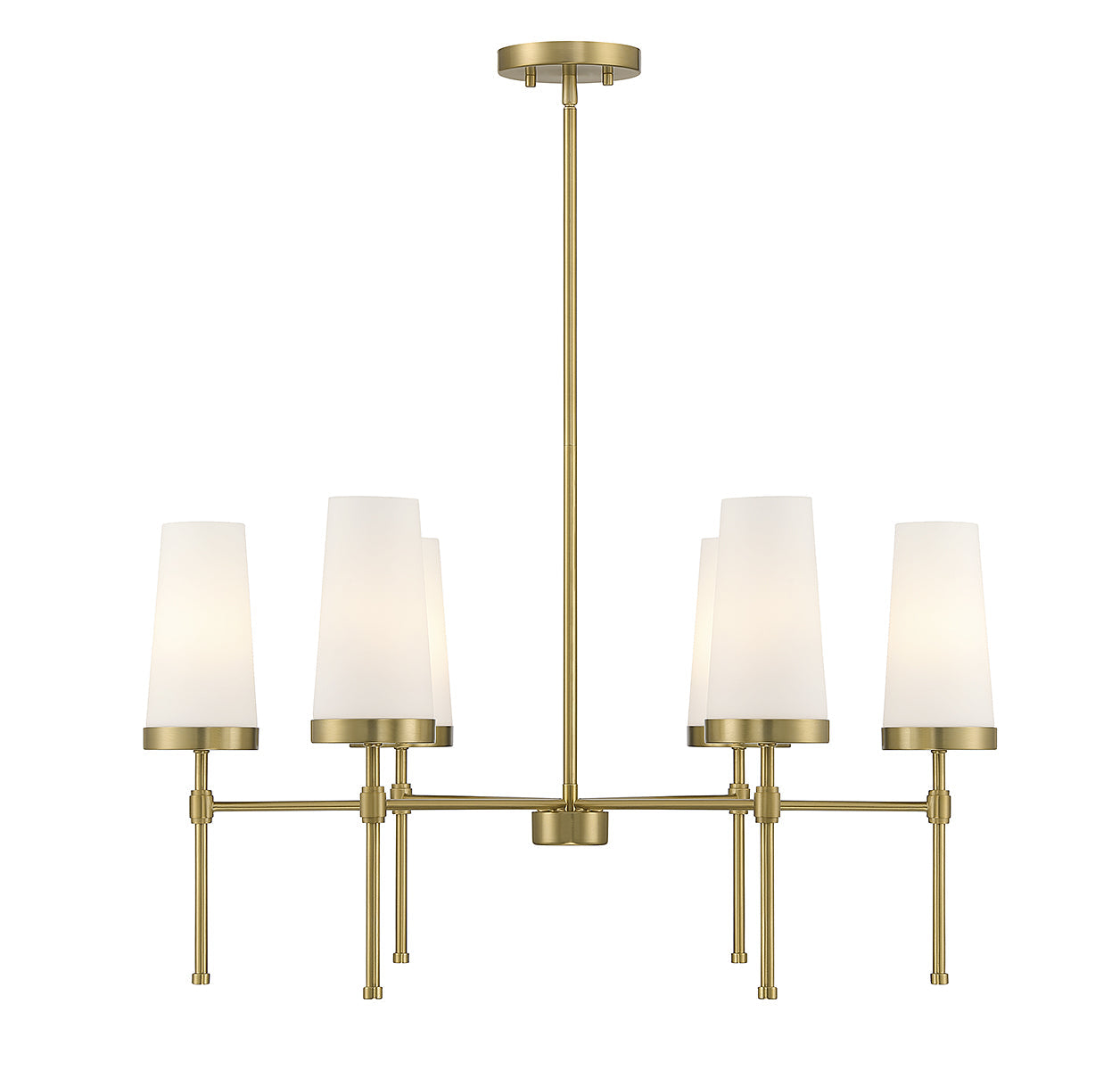 Haynes Chandelier - Modern 6-Light Brass Chandelier with Tapered Glass Shades