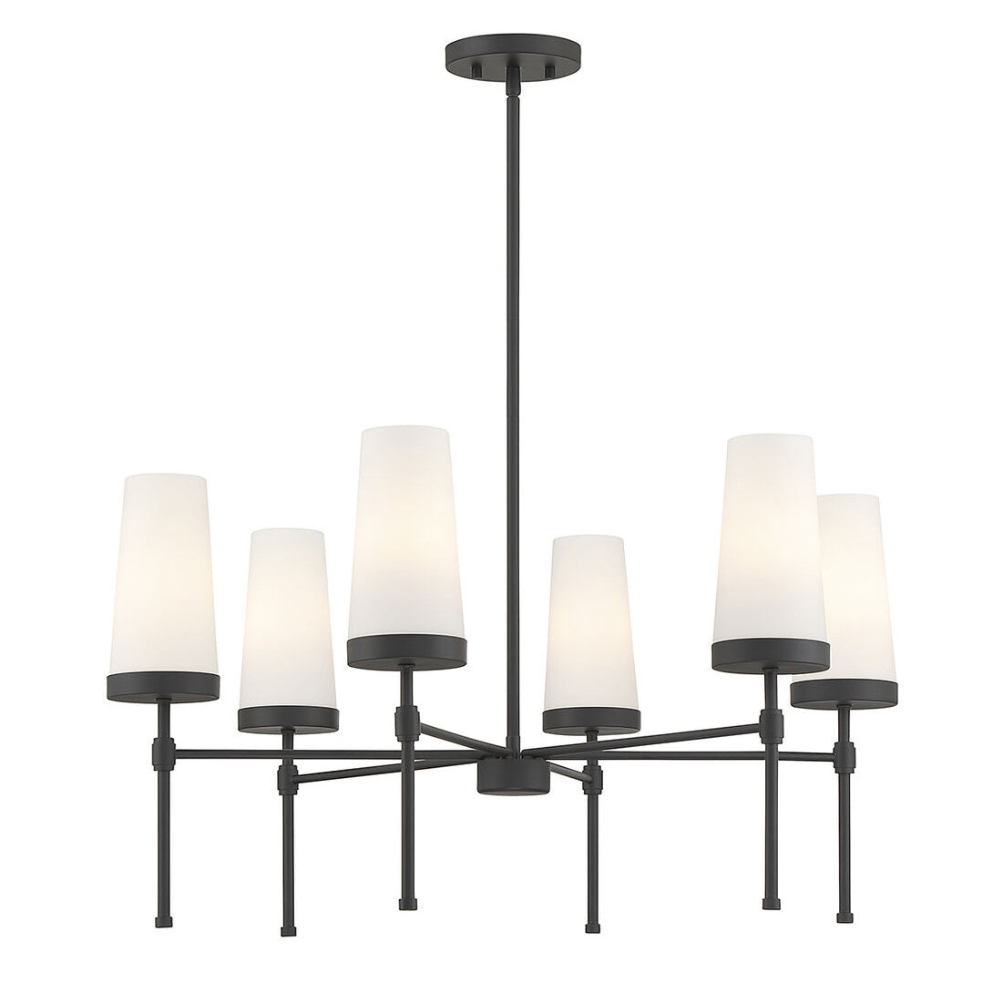 Haynes Chandelier - Modern 6-Light Brass Chandelier with Tapered Glass Shades