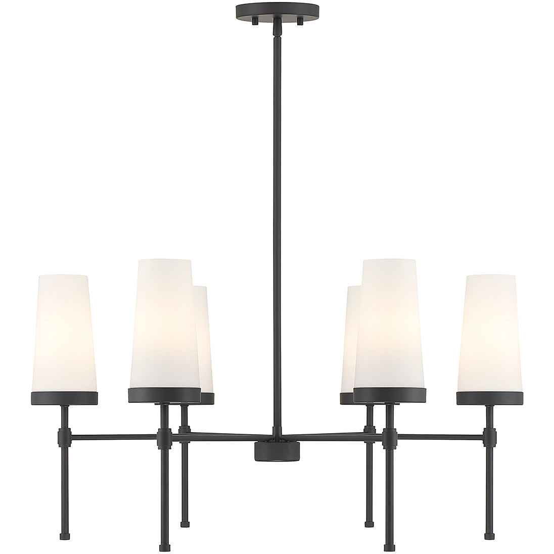 Haynes Chandelier - Modern 6-Light Brass Chandelier with Tapered Glass Shades