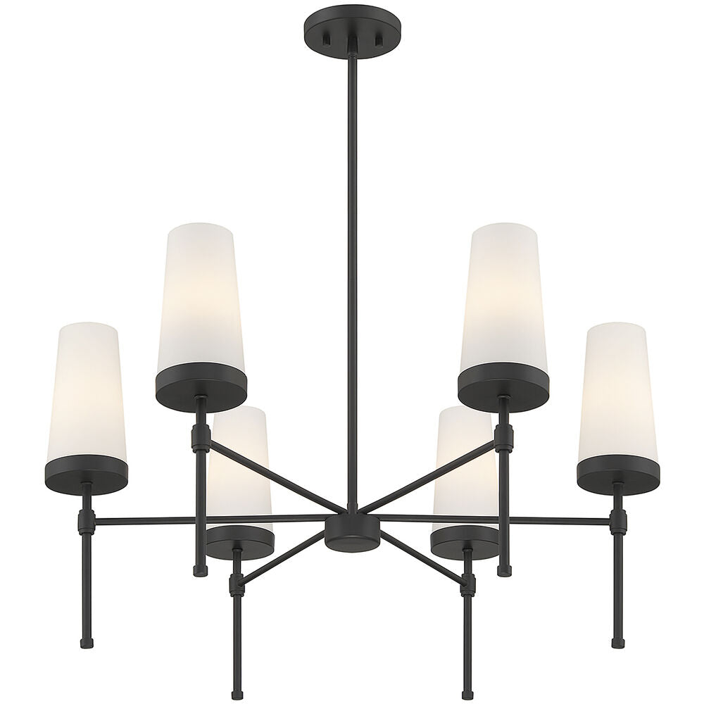 Haynes Chandelier - Modern 6-Light Brass Chandelier with Tapered Glass Shades