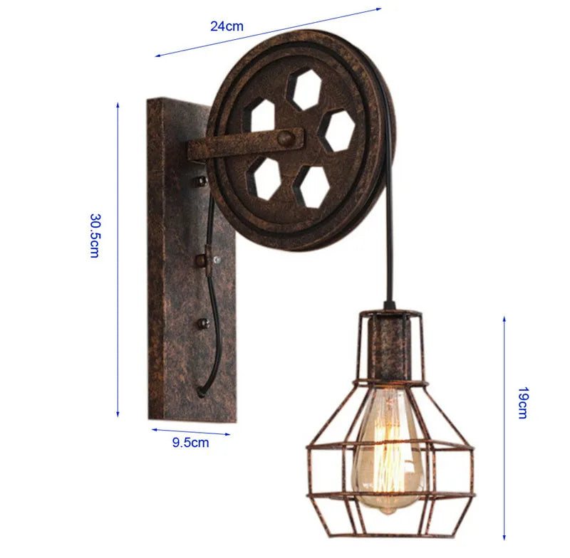 Vintage Industrial Wall Lamp - Retro Alloy Iron Shade E27 Bedside Sconce