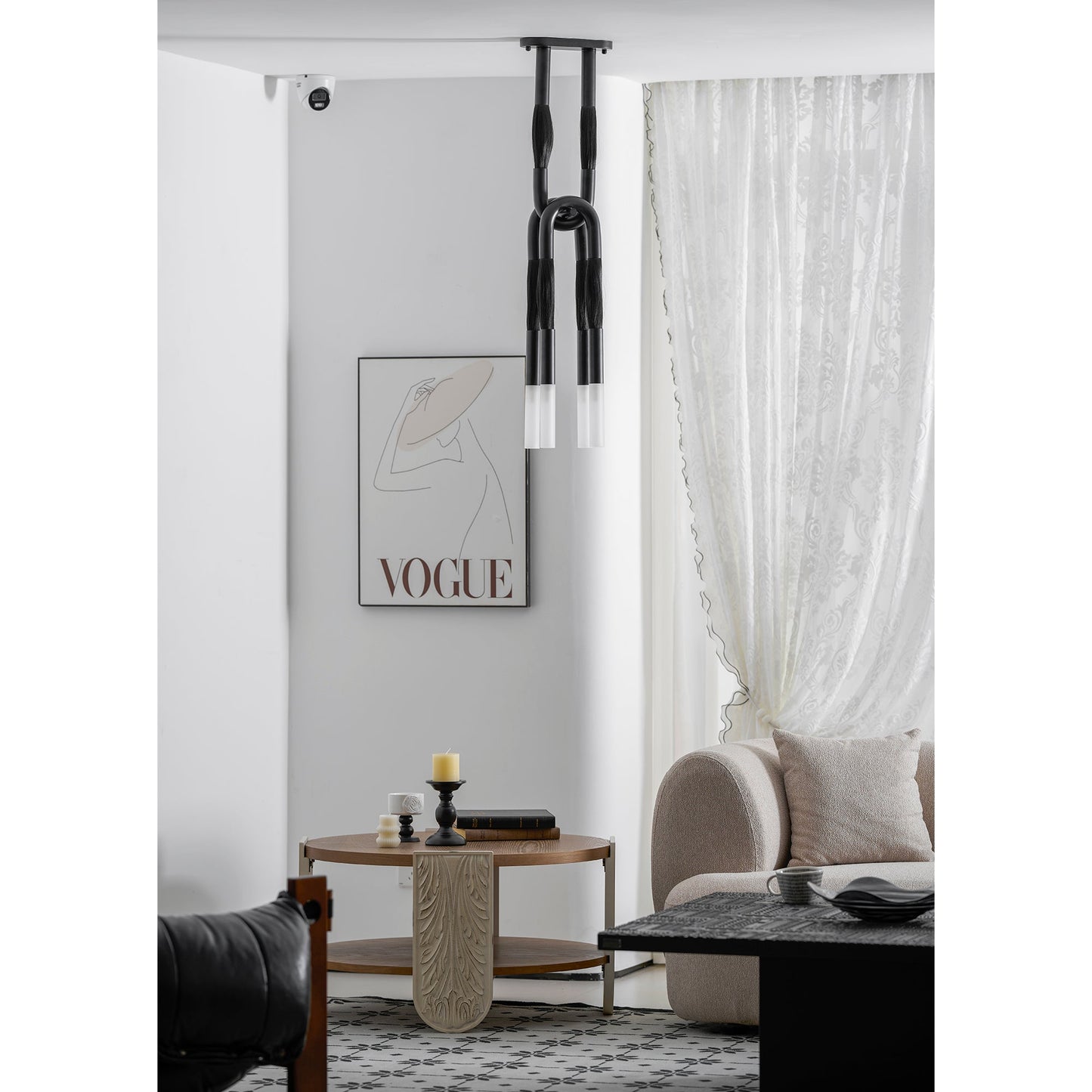 Head Antonia Pendant Lamp - Avant-Garde Faux Horsehair & Iron Pendan