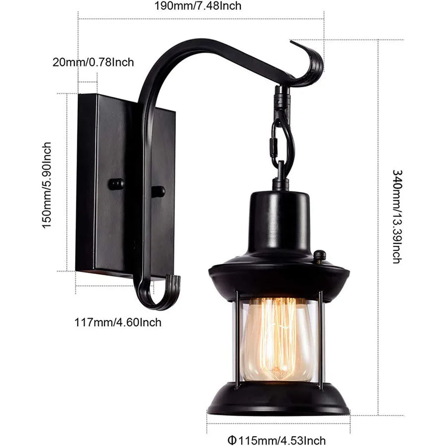 Vintage Industrial Wall Lamp - Retro Alloy Iron Shade E27 Bedside Sconce