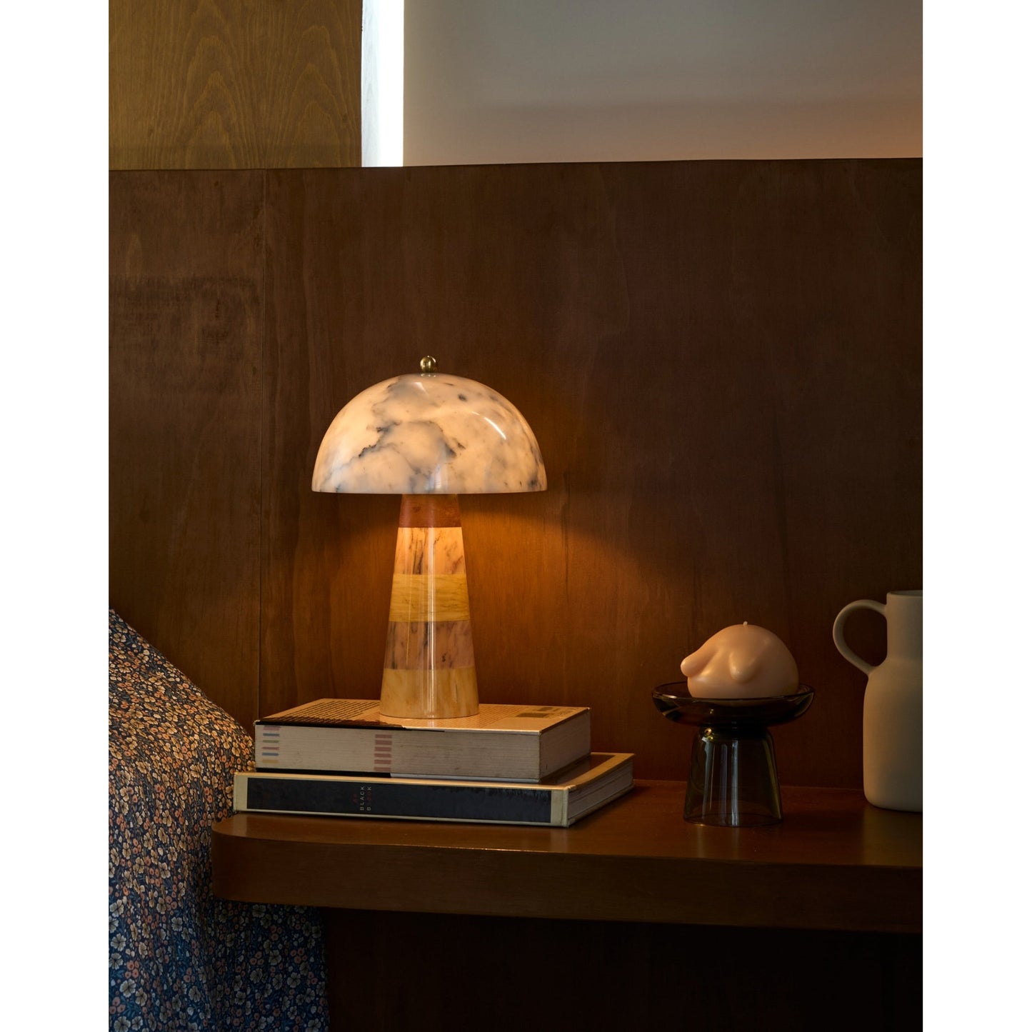 Hed Marble Table Lamp - Sculptural Striped Stone Desk Light | Quiet Luxury