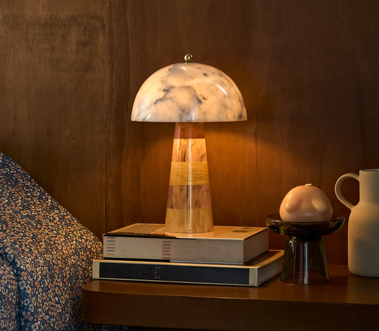 Hed Marble Table Lamp - Sculptural Striped Stone Desk Light | Quiet Luxury