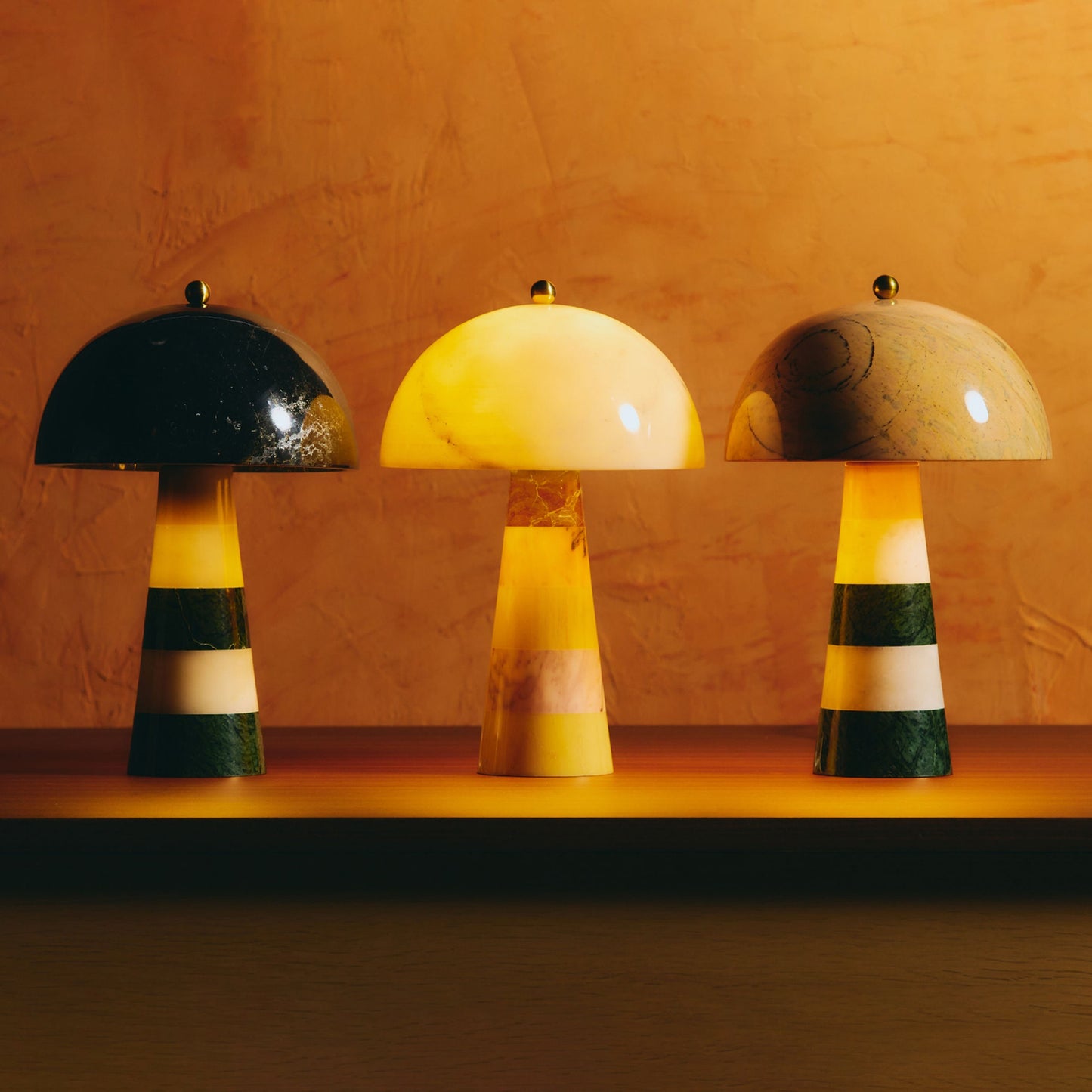 Hed Marble Table Lamp - Sculptural Striped Stone Desk Light | Quiet Luxury