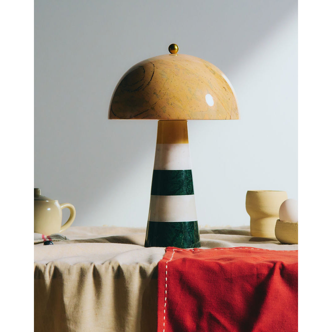Hed Marble Table Lamp - Sculptural Striped Stone Desk Light | Quiet Luxury