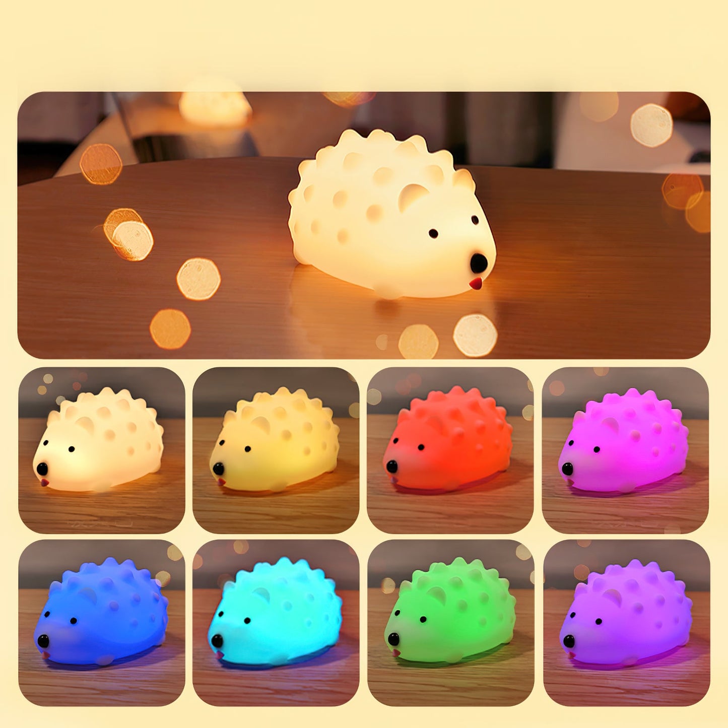 Hedgehog Timing Night Light - Dimmable Silicone Kids Lamp with Built-in Battery