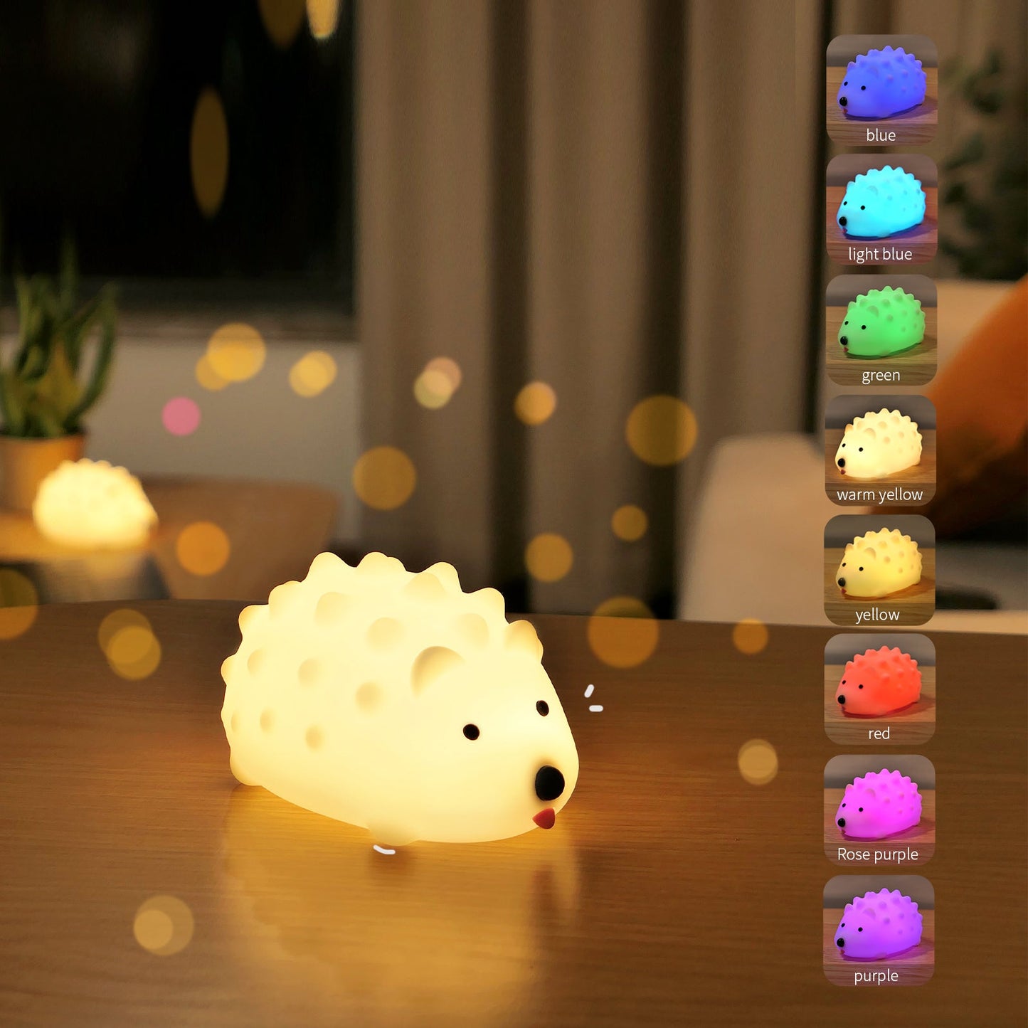 Hedgehog Timing Night Light - Dimmable Silicone Kids Lamp with Built-in Battery