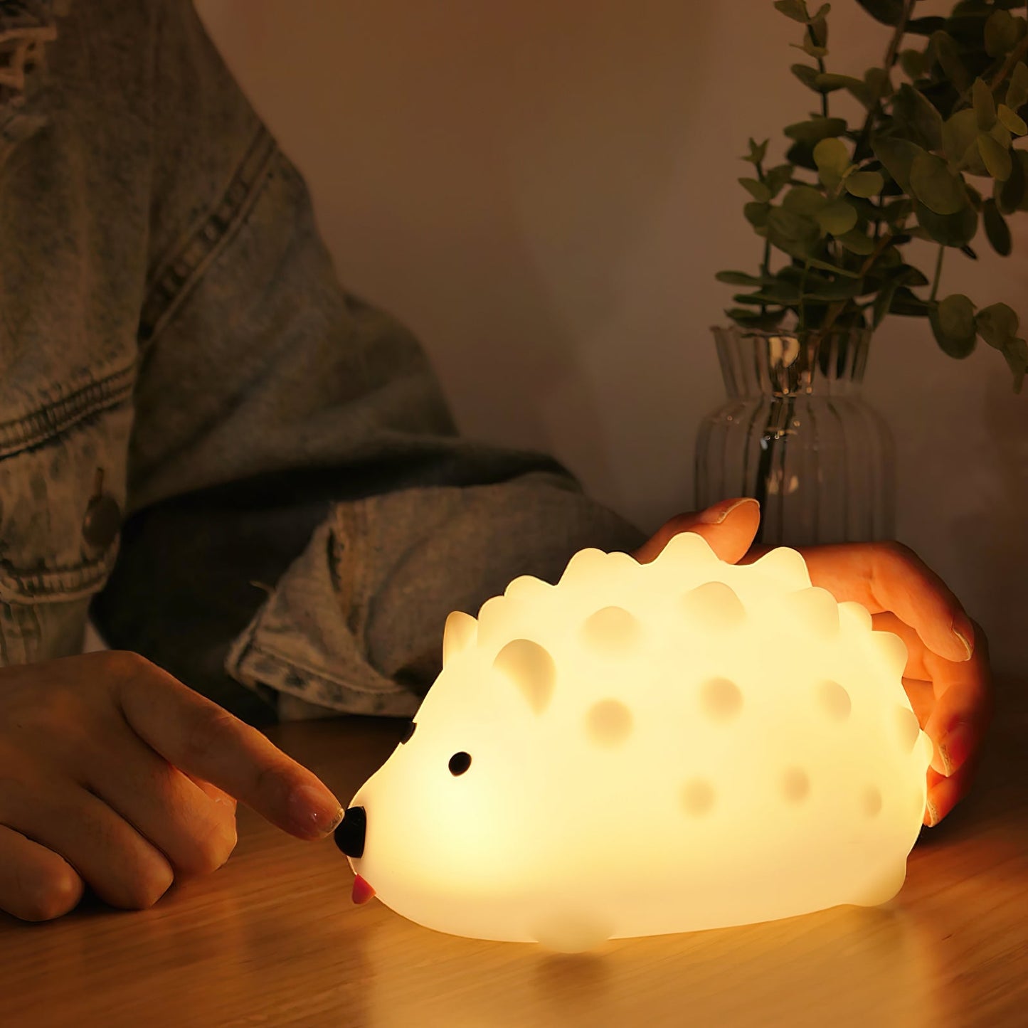 Hedgehog Timing Night Light - Dimmable Silicone Kids Lamp with Built-in Battery