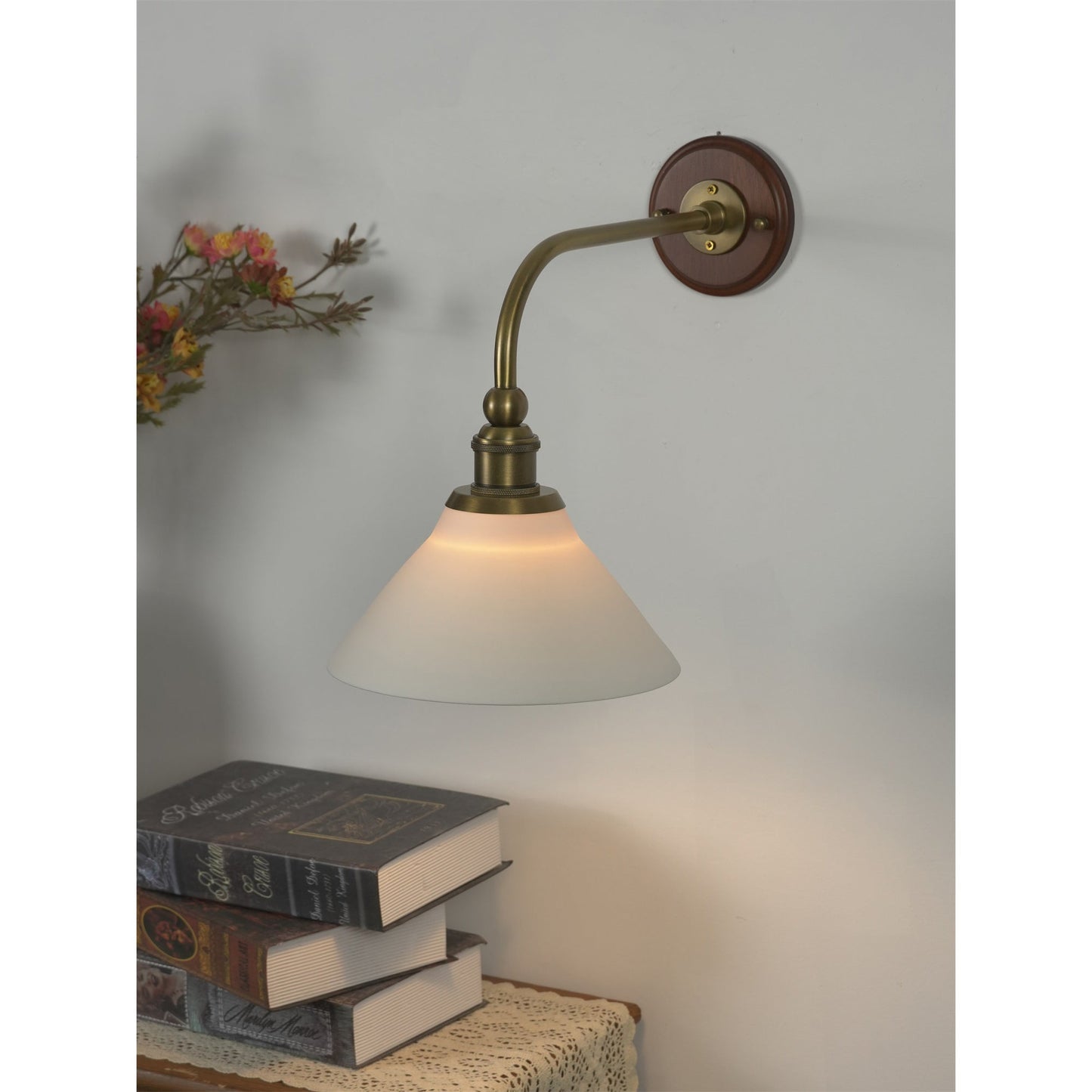Heirloom Ceramic Wall Lamp - Walnut Wood & Brass Sconce with Pleated Ceramic Shade