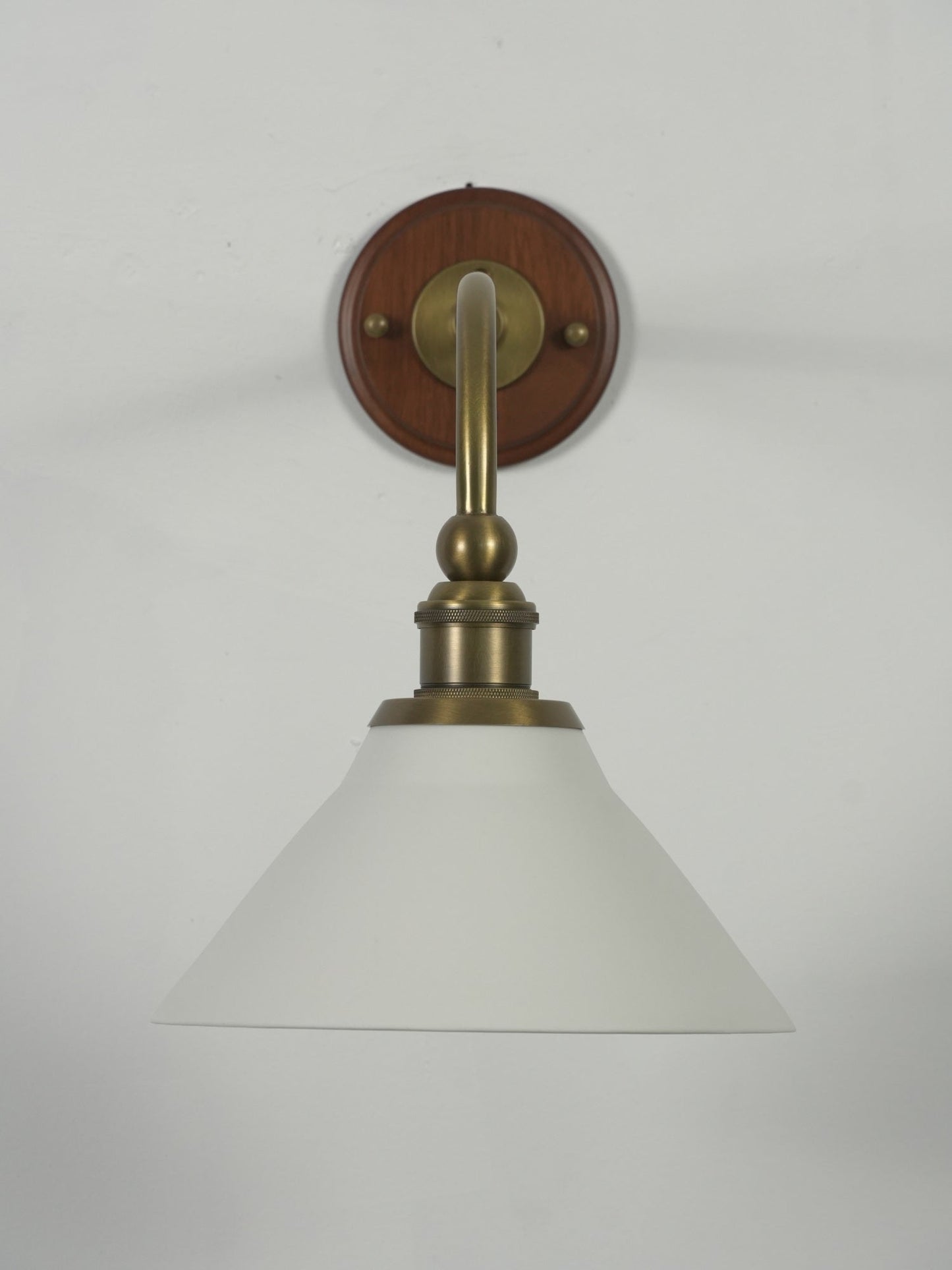 Heirloom Ceramic Wall Lamp - Walnut Wood & Brass Sconce with Pleated Ceramic Shade