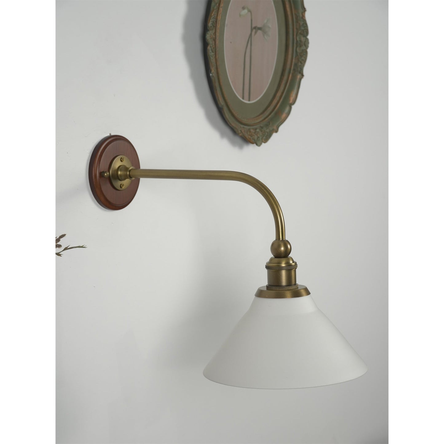 Heirloom Ceramic Wall Lamp - Walnut Wood & Brass Sconce with Pleated Ceramic Shade