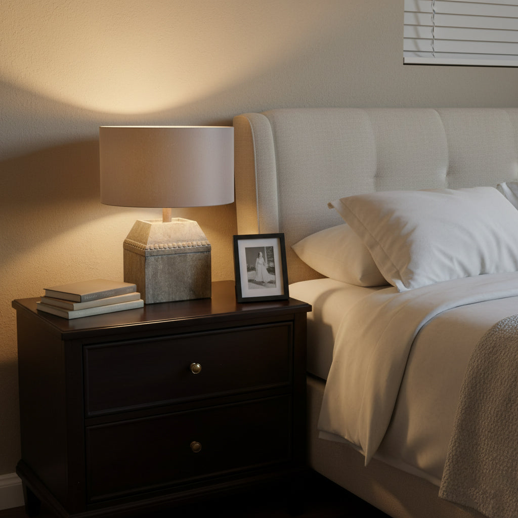 Helena Table Lamp - Solid Wood & Linen Minimalist Desk Light | Japandi Style