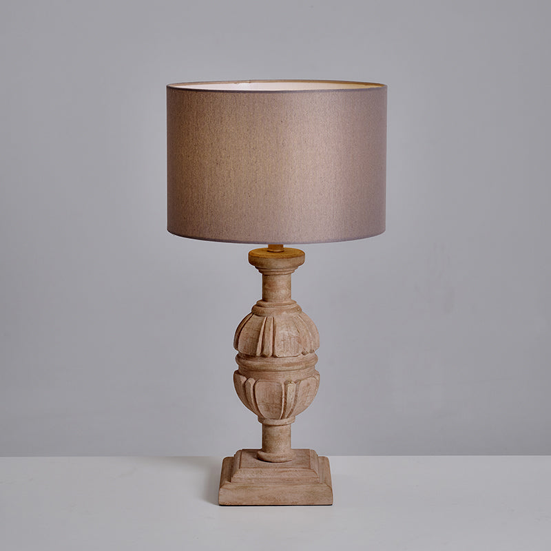 Helena Table Lamp - Solid Wood & Linen Minimalist Desk Light | Japandi Style