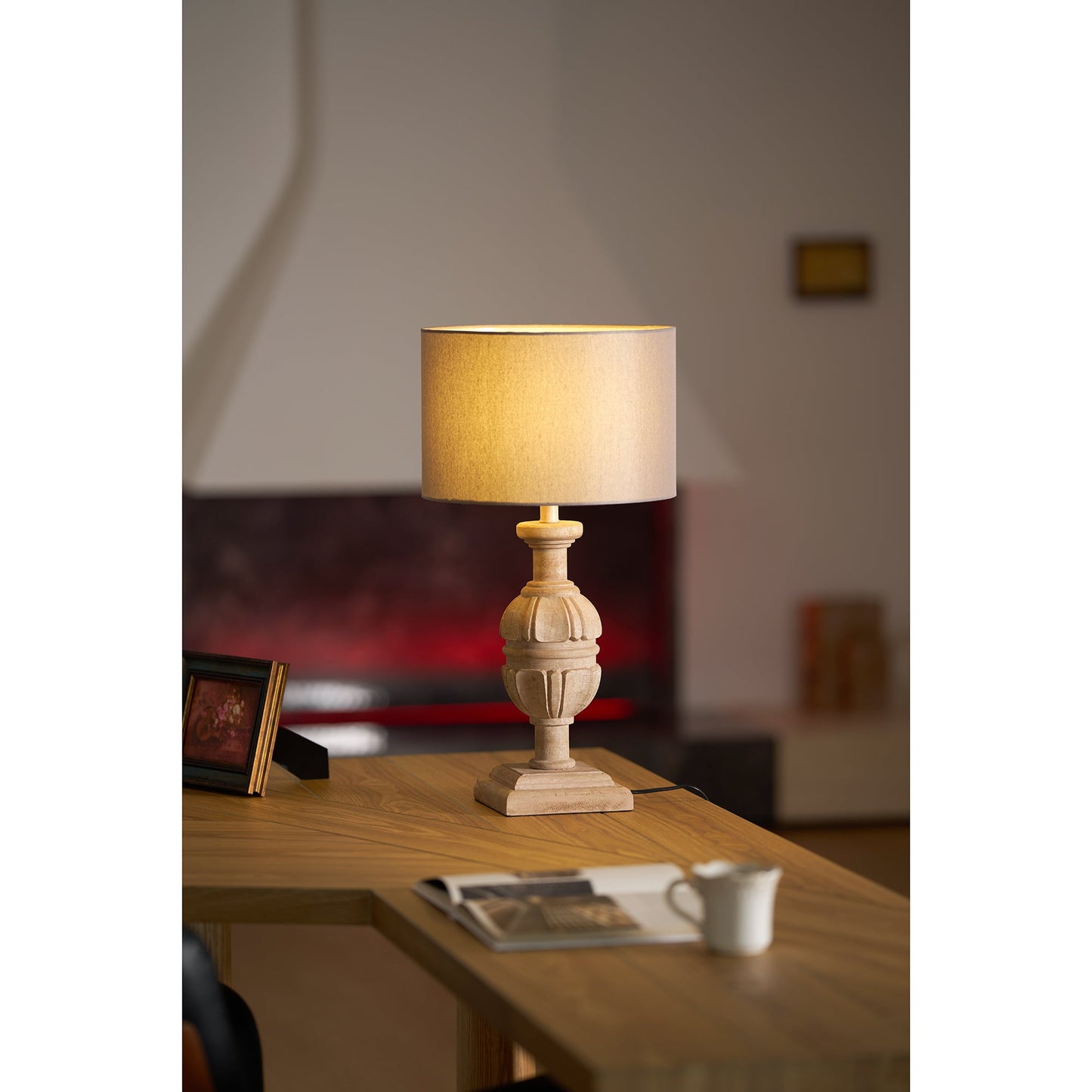 Helena Table Lamp - Solid Wood & Linen Minimalist Desk Light | Japandi Style