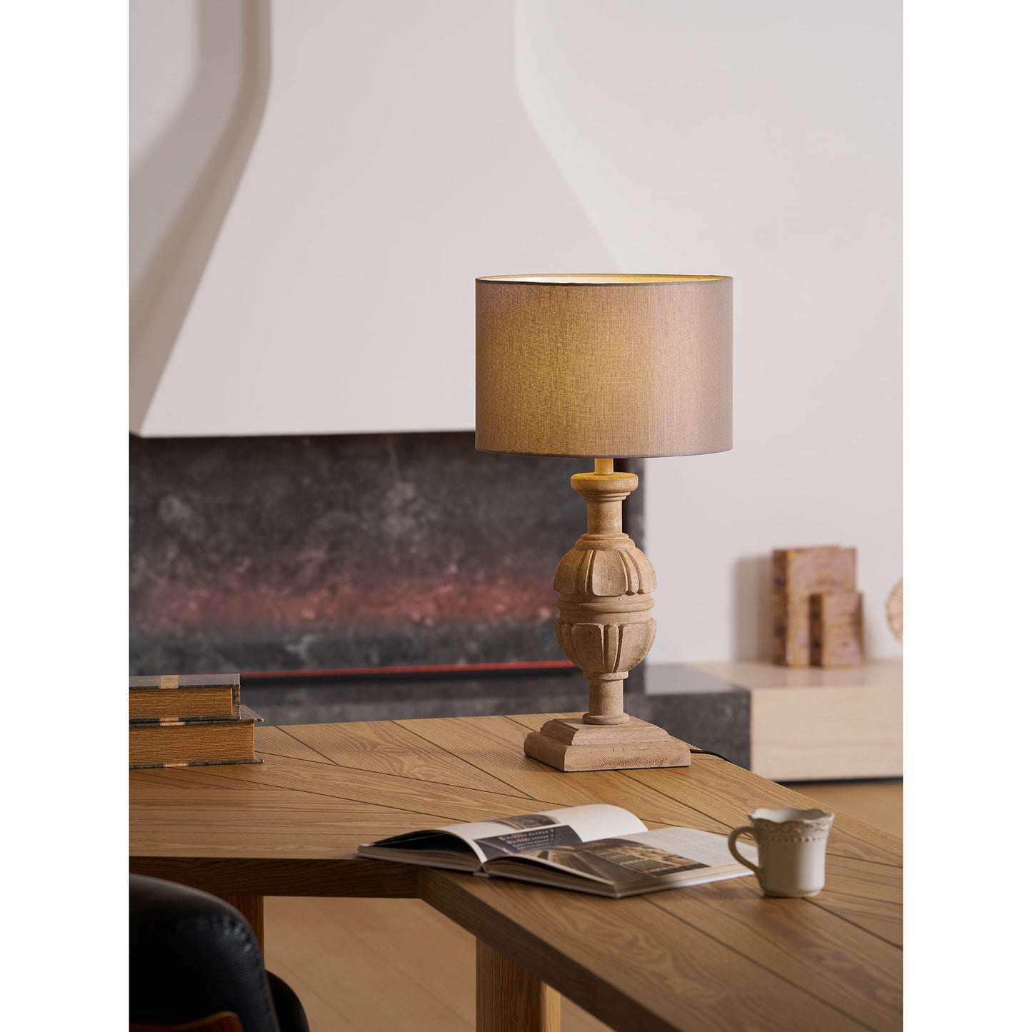 Helena Table Lamp - Solid Wood & Linen Minimalist Desk Light | Japandi Style