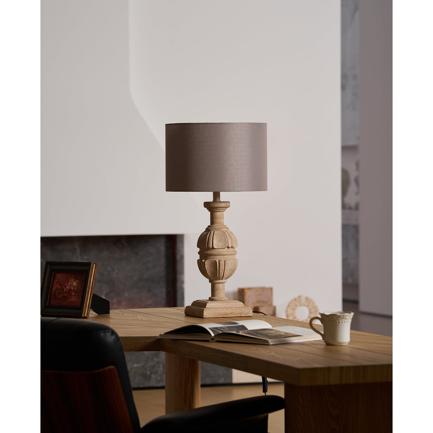Helena Table Lamp - Solid Wood & Linen Minimalist Desk Light | Japandi Style
