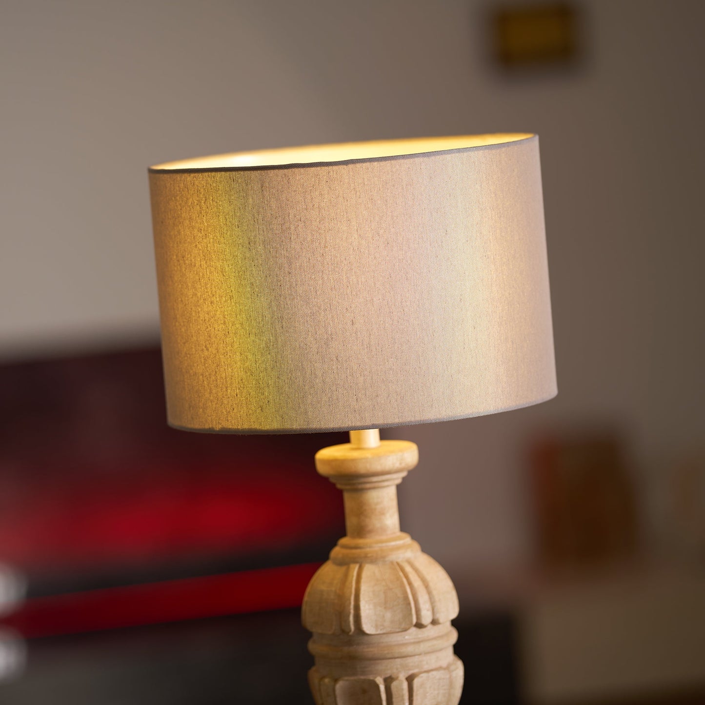 Helena Table Lamp - Solid Wood & Linen Minimalist Desk Light | Japandi Style