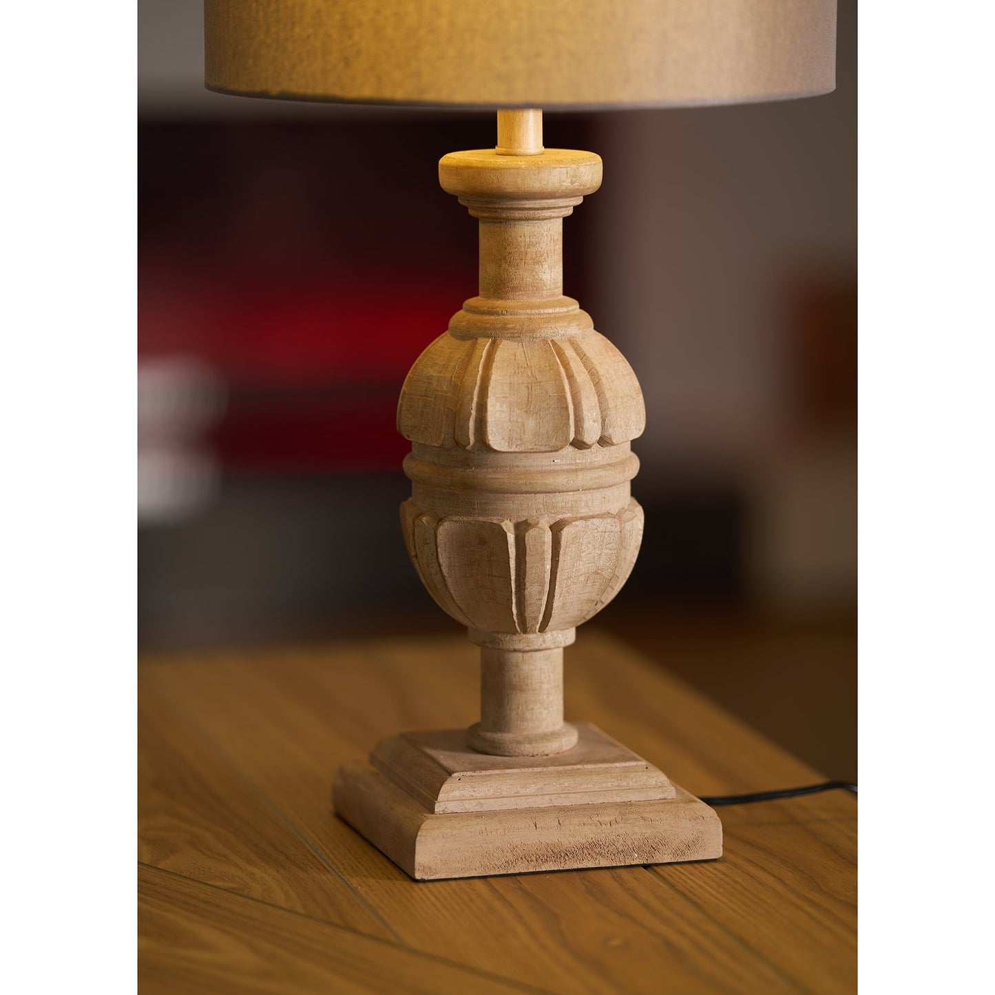 Helena Table Lamp - Solid Wood & Linen Minimalist Desk Light | Japandi Style