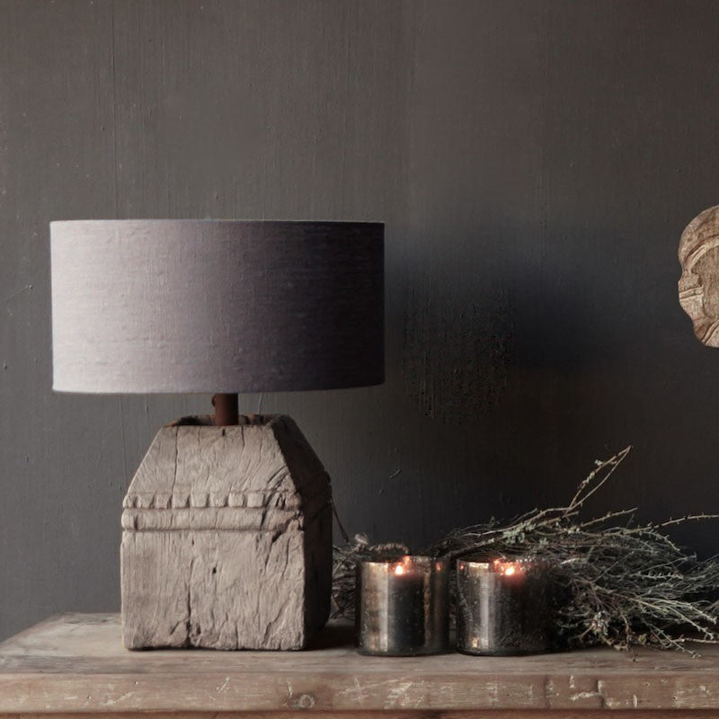 Helena Table Lamp - Solid Wood & Linen Minimalist Desk Light | Japandi Style