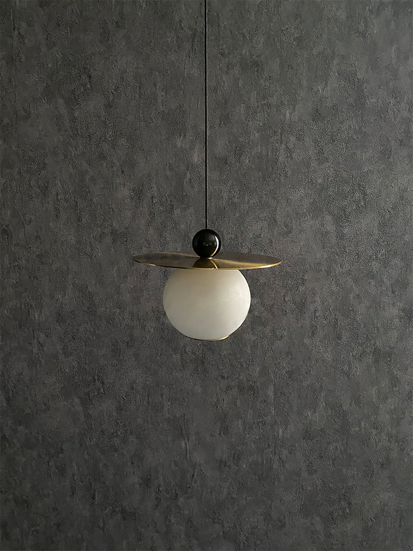 Helios Cord Alabaster Pendant Light - Modern Brass & Natural Stone LED Down-Light
