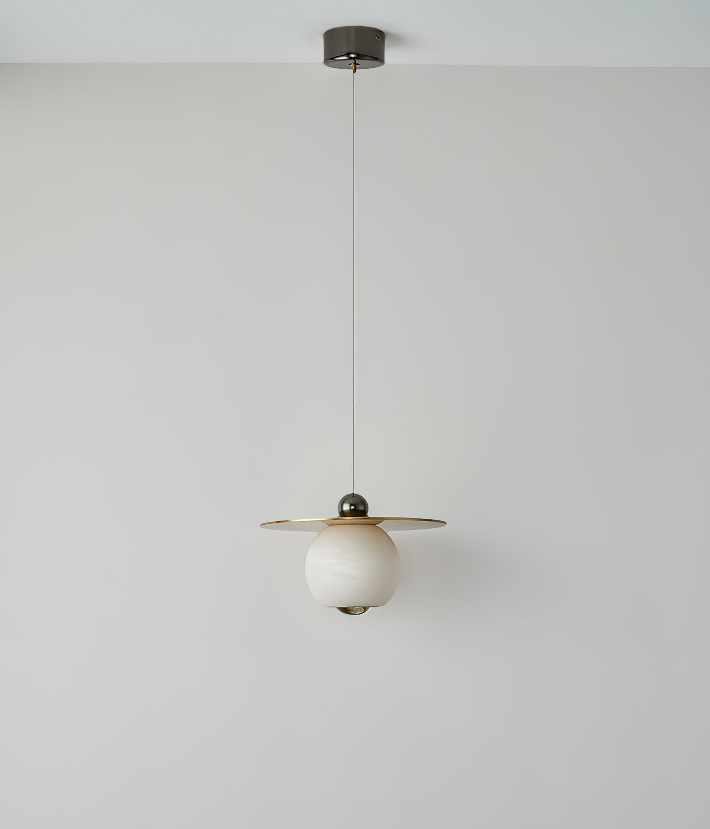 Helios Cord Alabaster Pendant Light - Modern Brass & Natural Stone LED Down-Light