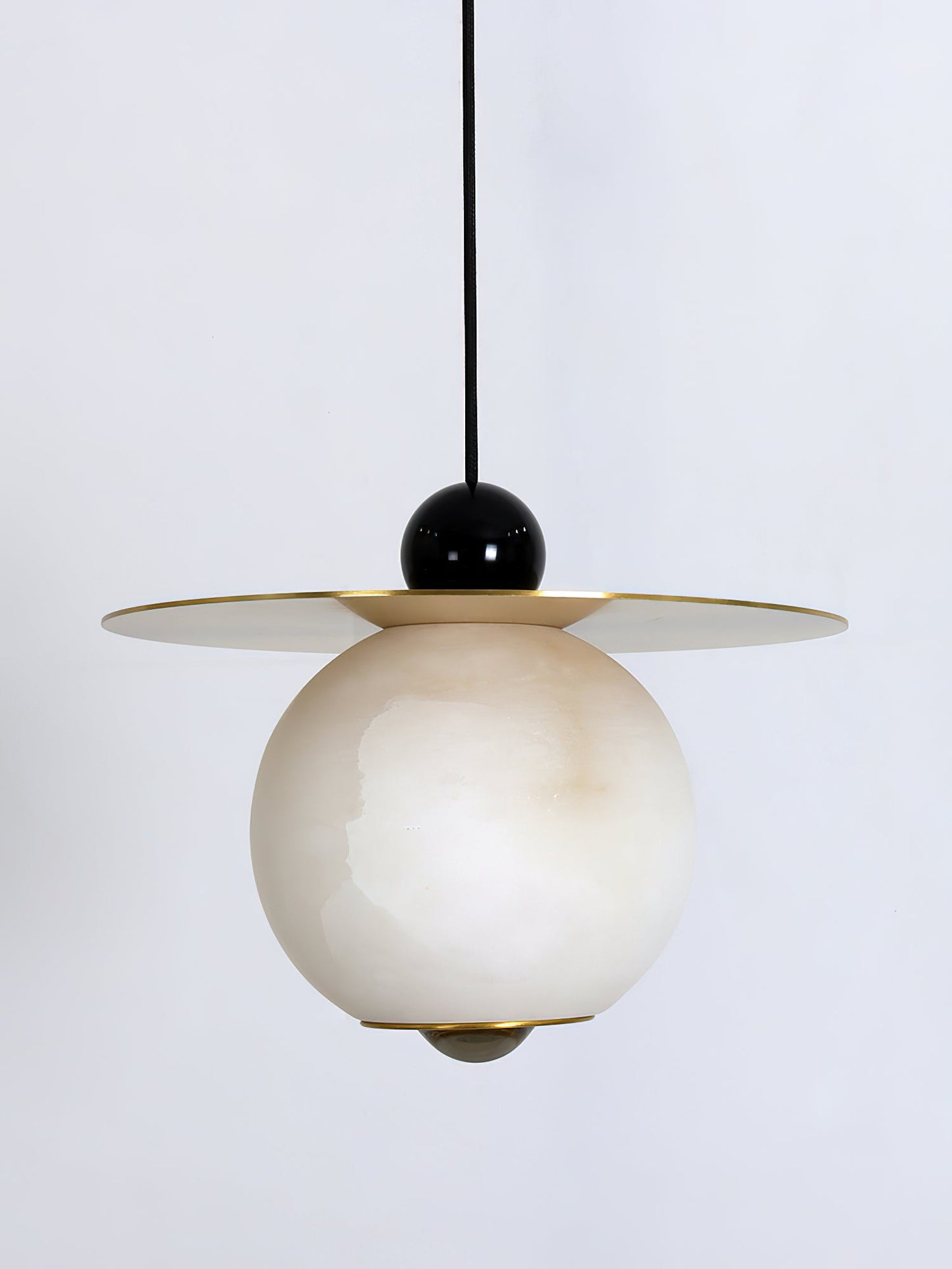 Helios Cord Alabaster Pendant Light - Modern Brass & Natural Stone LED Down-Light
