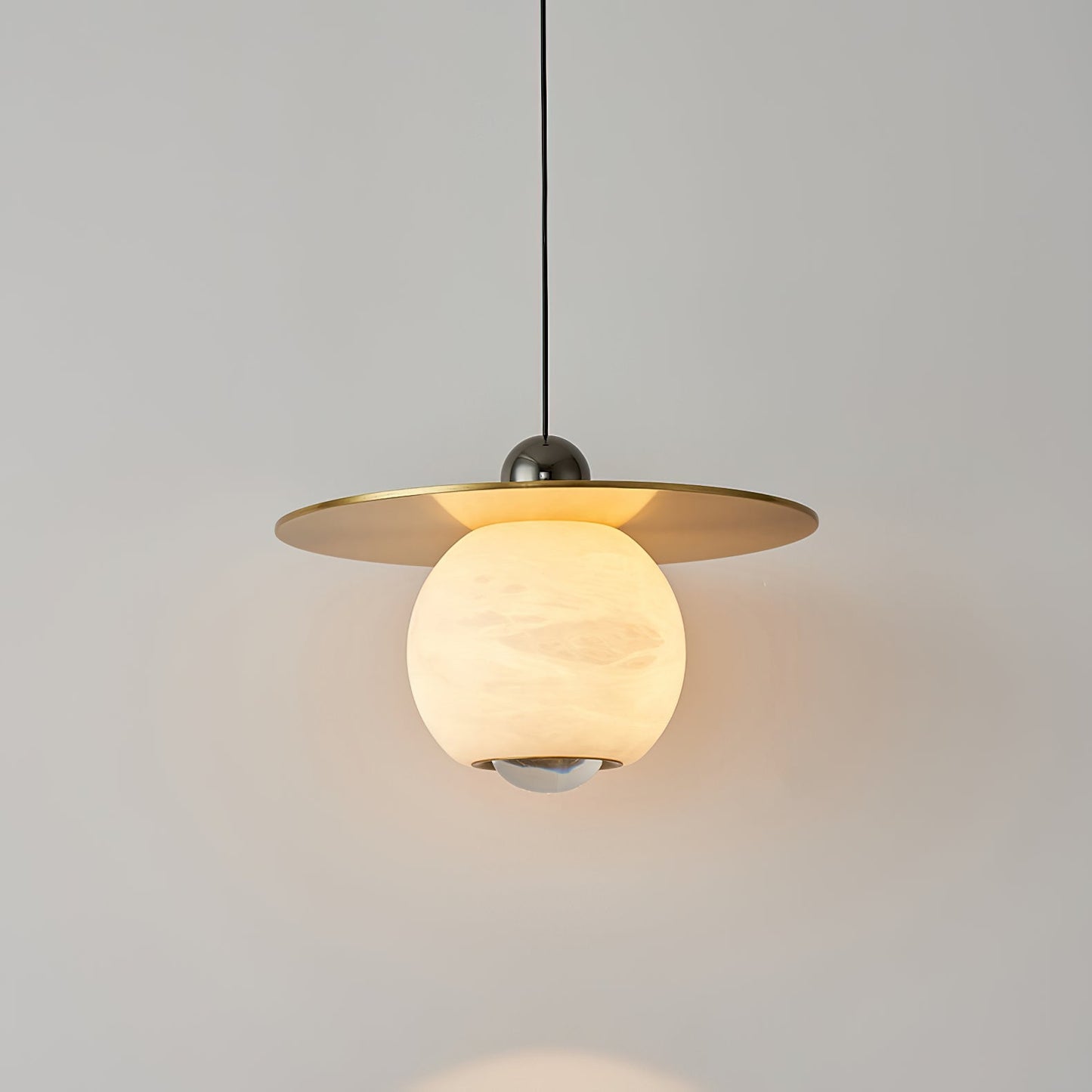 Helios Cord Alabaster Pendant Light - Modern Brass & Natural Stone LED Down-Light