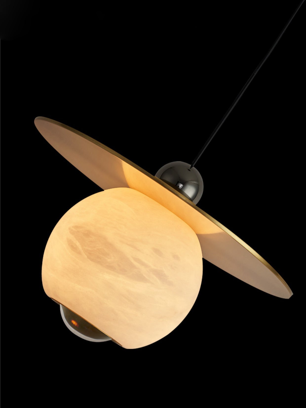 Helios Cord Alabaster Pendant Light - Modern Brass & Natural Stone LED Down-Light