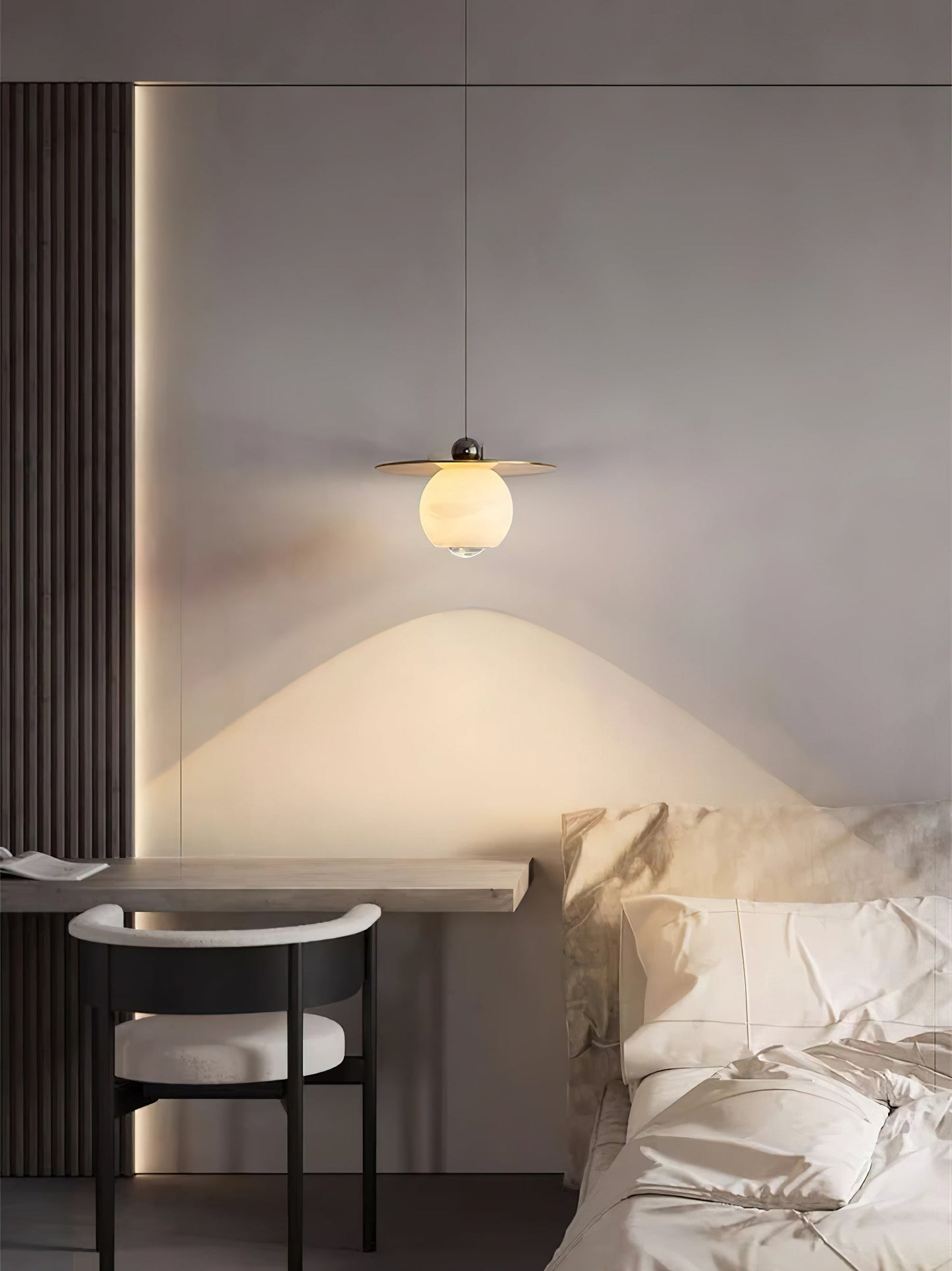 Helios Cord Alabaster Pendant Light - Modern Brass & Natural Stone LED Down-Light