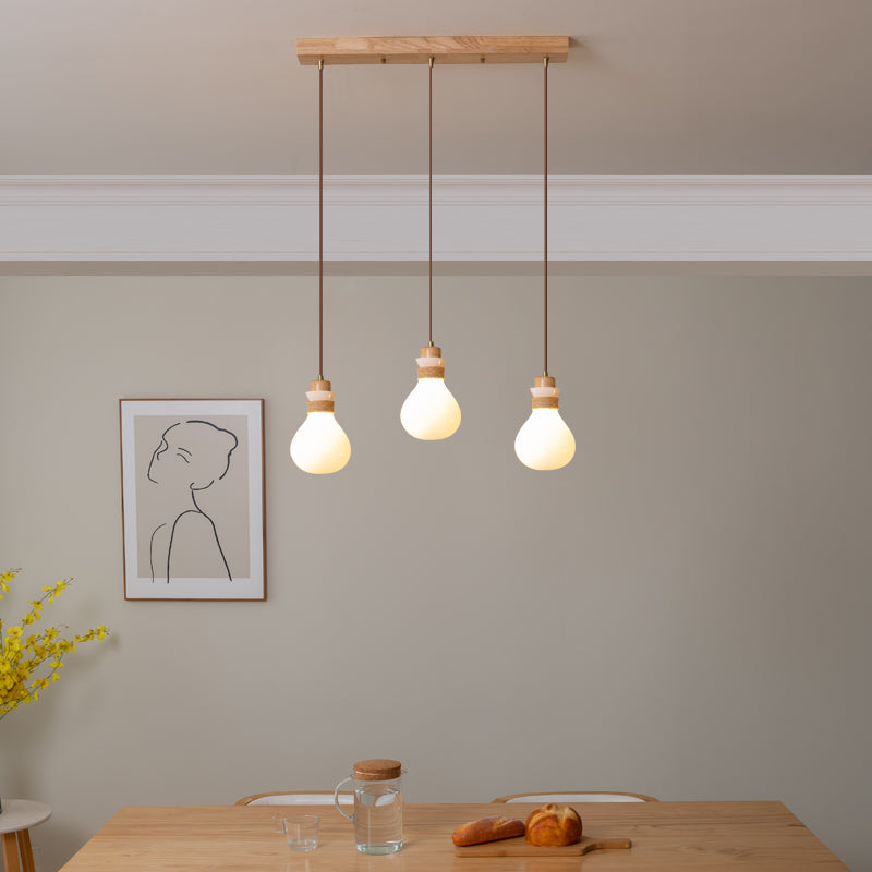 Hemp Rope Glass Pendant Lamp - Japanese Wabi-Sabi Wood & Glass Island Light