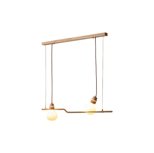 Hemp Rope Glass Pendant Lamp - Japanese Wabi-Sabi Wood & Glass Island Light