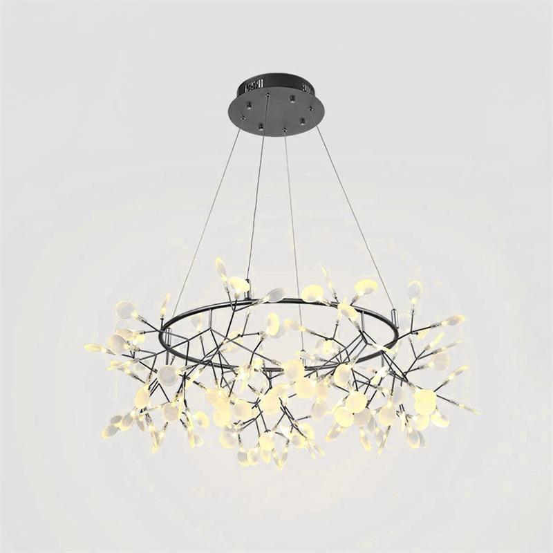 Heracleum Round Chandelier - Modern Botanical LED Chandelier | Rose Gold & Black