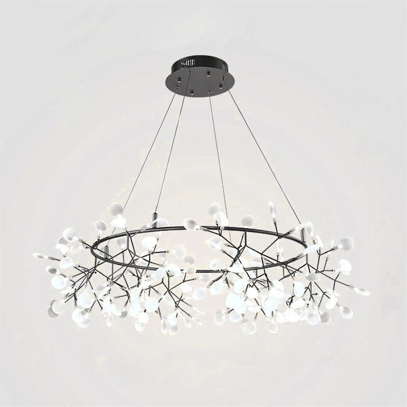 Heracleum Round Chandelier - Modern Botanical LED Chandelier | Rose Gold & Black